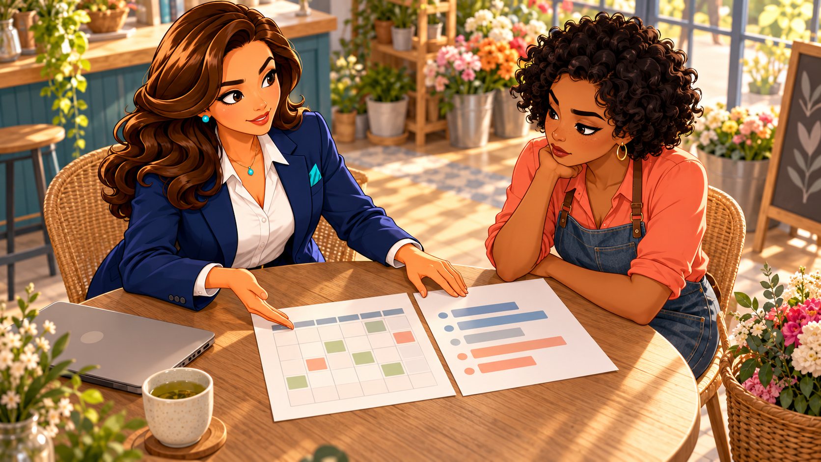 La asesora y una florista autónoma comparan dos propuestas con formas distintas de calcular los días indemnizables